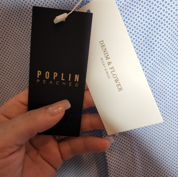 NWT Denim & Flower blue/white short sleeve button down shirt. Men's size XL - Picture 8 of 15